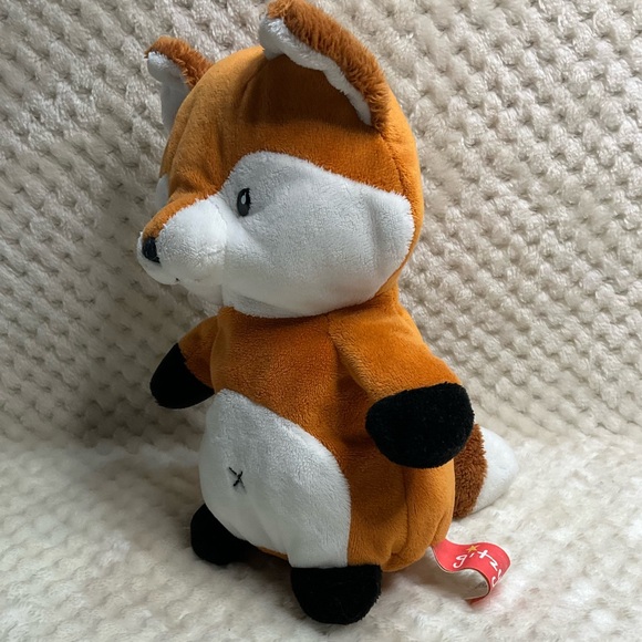 Gitzy Plush Orange White Fox Rattle Stuffed Animal Toy Embroidered Eyes - Picture 9 of 16